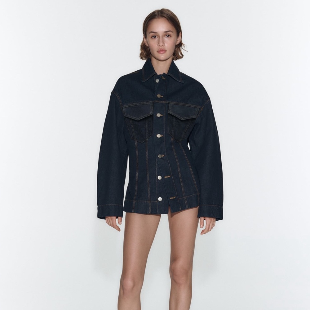 Zara Denim Jacket with Topstitching